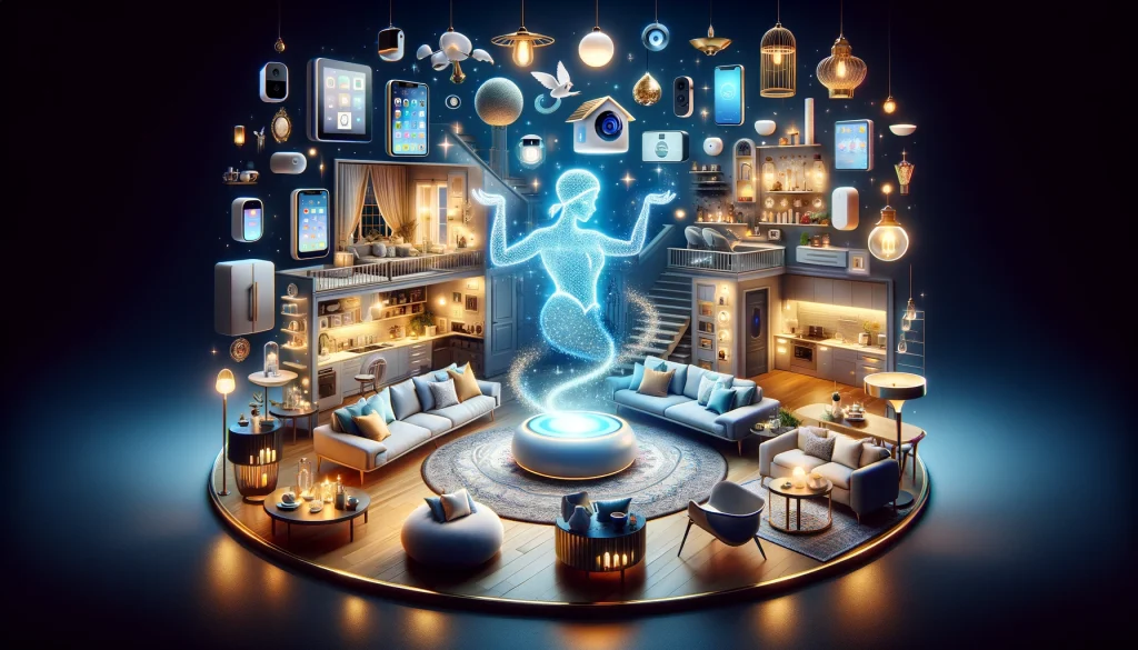 A Smart-Home Genie conjures integrated equipment