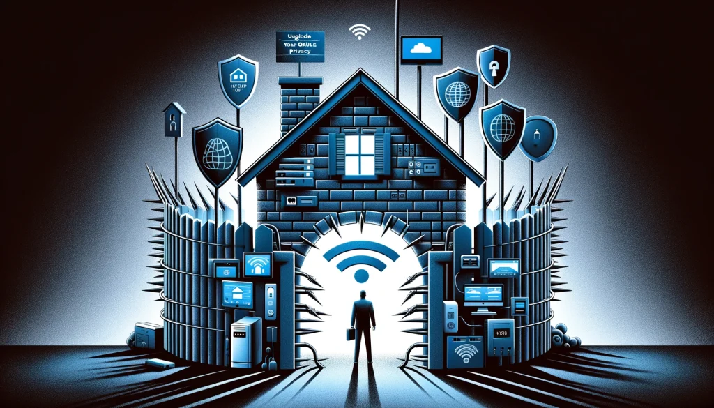 Image suggesting how a home network improves security