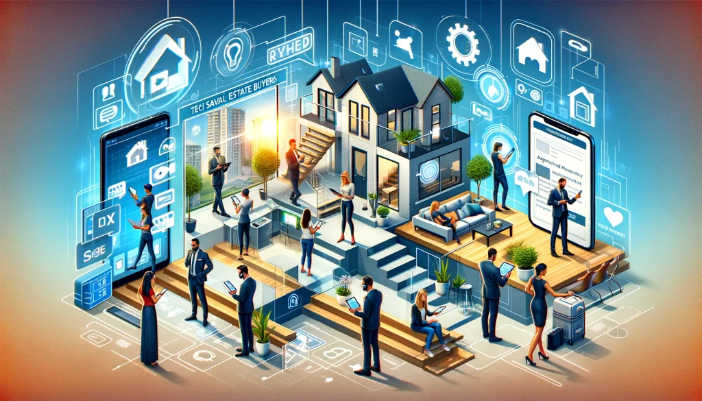 Several characters displaying their tech savvy in researching the real estate market